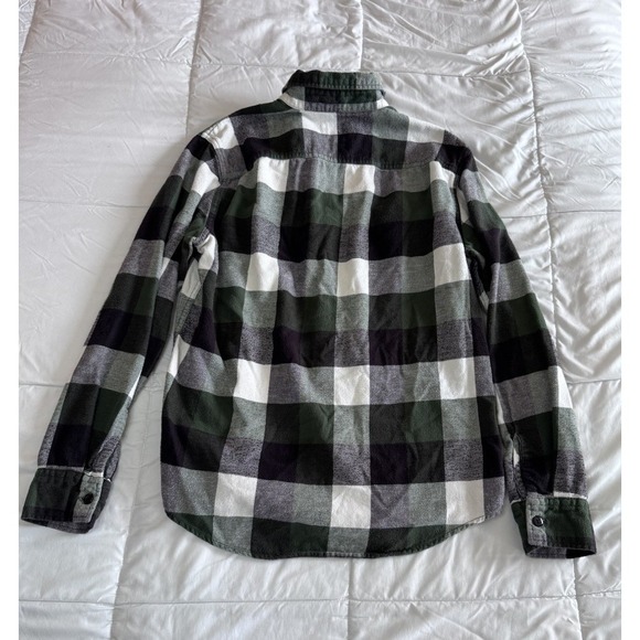 American Eagle Flannel Green Black, White Plaid button down shirt Size Small EUC - Picture 8 of 10